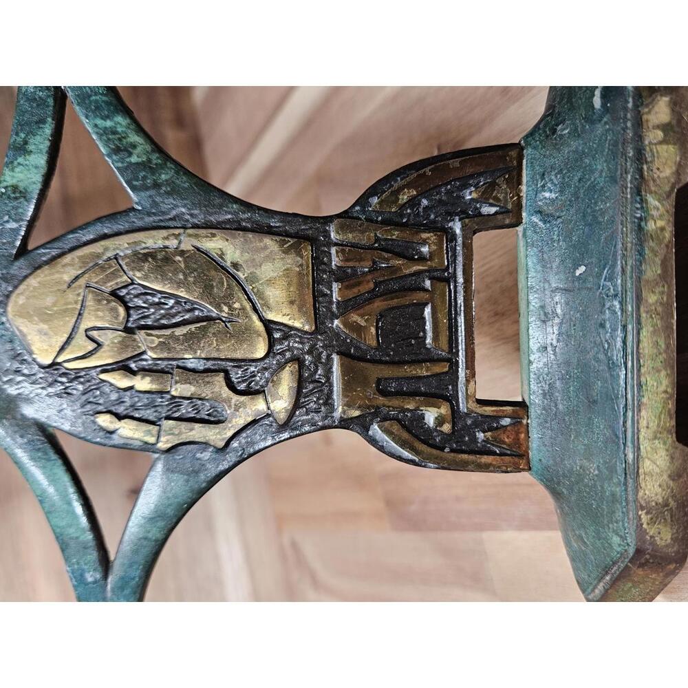 Vintage Mid-Century Modern Israeli Brutalist 3-Cup Candelabra Verdigris Brass - Picture 3 of 14